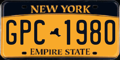 NY license plate GPC1980
