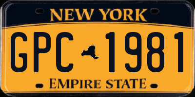 NY license plate GPC1981
