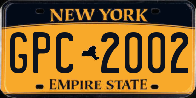 NY license plate GPC2002