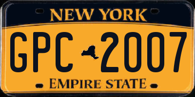 NY license plate GPC2007