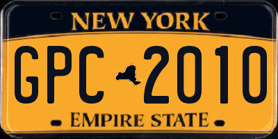 NY license plate GPC2010