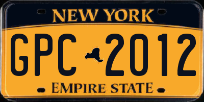 NY license plate GPC2012