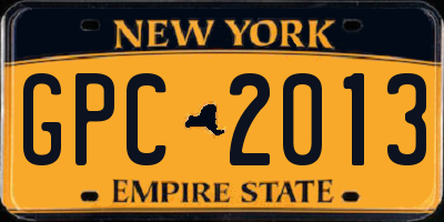 NY license plate GPC2013