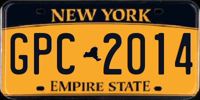 NY license plate GPC2014