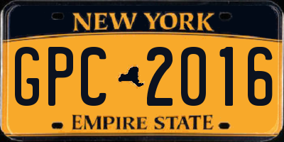 NY license plate GPC2016