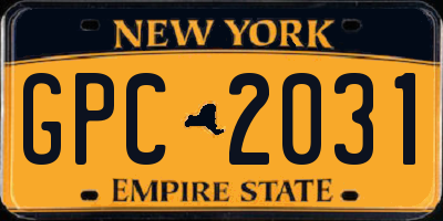 NY license plate GPC2031