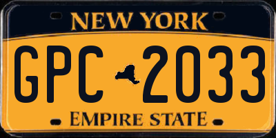 NY license plate GPC2033