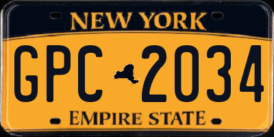 NY license plate GPC2034