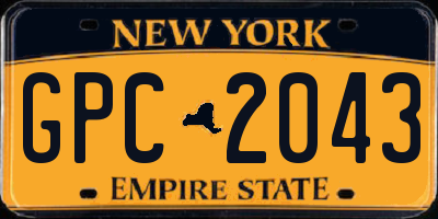 NY license plate GPC2043