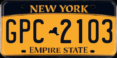 NY license plate GPC2103