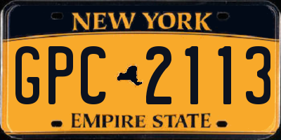 NY license plate GPC2113