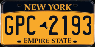 NY license plate GPC2193
