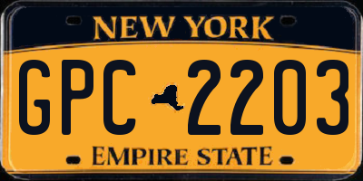 NY license plate GPC2203