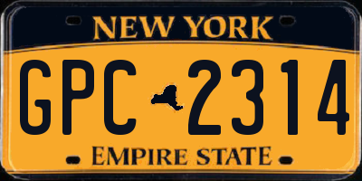 NY license plate GPC2314