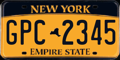 NY license plate GPC2345