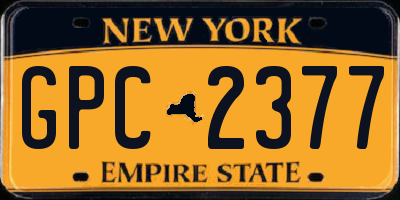 NY license plate GPC2377