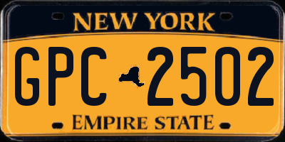 NY license plate GPC2502