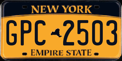 NY license plate GPC2503