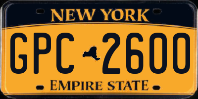 NY license plate GPC2600
