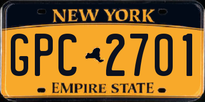 NY license plate GPC2701