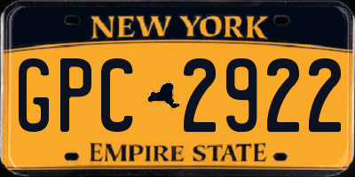 NY license plate GPC2922