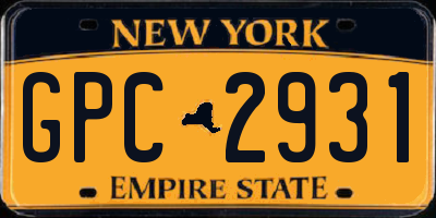 NY license plate GPC2931