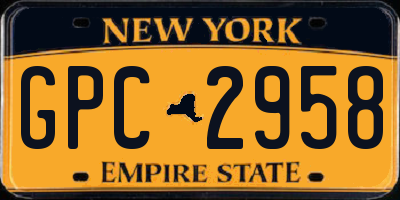 NY license plate GPC2958
