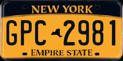 NY license plate GPC2981