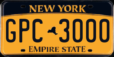 NY license plate GPC3000