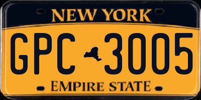 NY license plate GPC3005