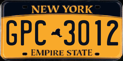 NY license plate GPC3012