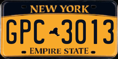 NY license plate GPC3013