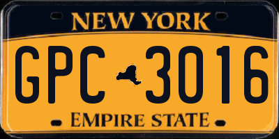 NY license plate GPC3016