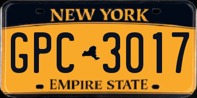NY license plate GPC3017