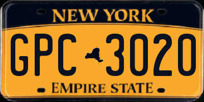 NY license plate GPC3020