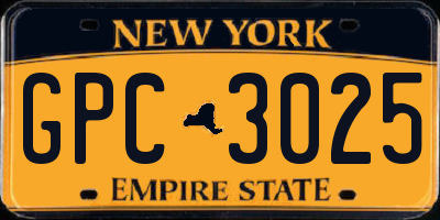 NY license plate GPC3025
