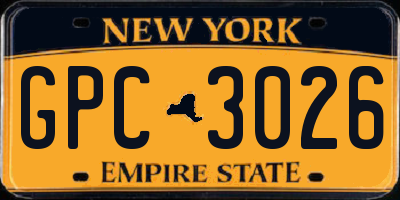 NY license plate GPC3026