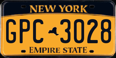 NY license plate GPC3028