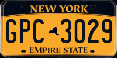 NY license plate GPC3029