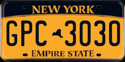 NY license plate GPC3030
