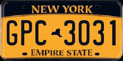 NY license plate GPC3031