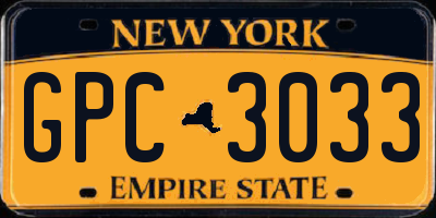 NY license plate GPC3033