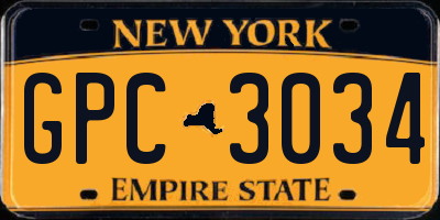 NY license plate GPC3034
