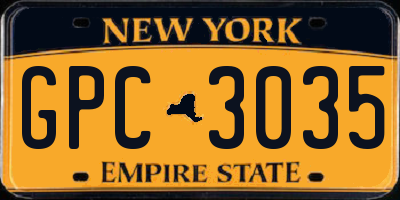 NY license plate GPC3035