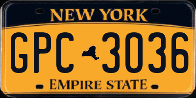 NY license plate GPC3036