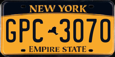 NY license plate GPC3070