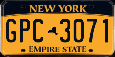 NY license plate GPC3071