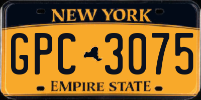 NY license plate GPC3075