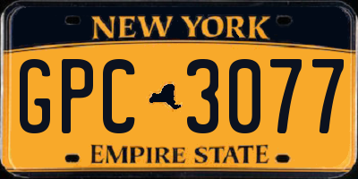 NY license plate GPC3077