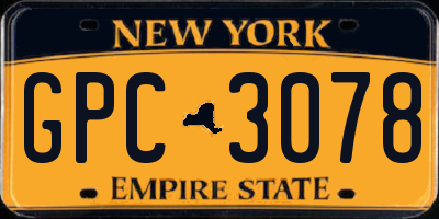NY license plate GPC3078